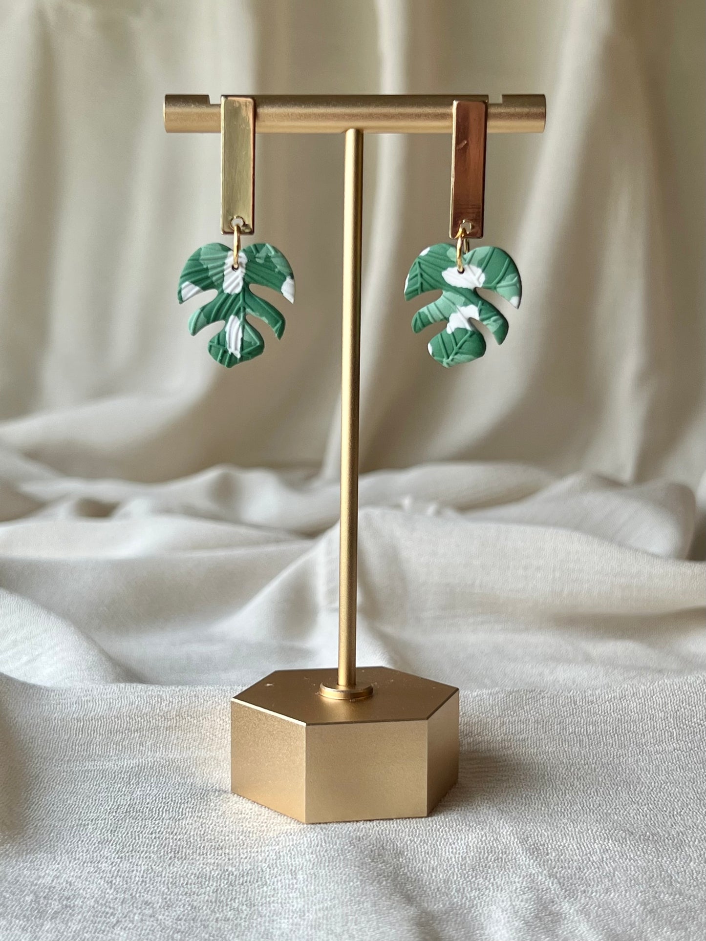 Variegated Monstera Earrings