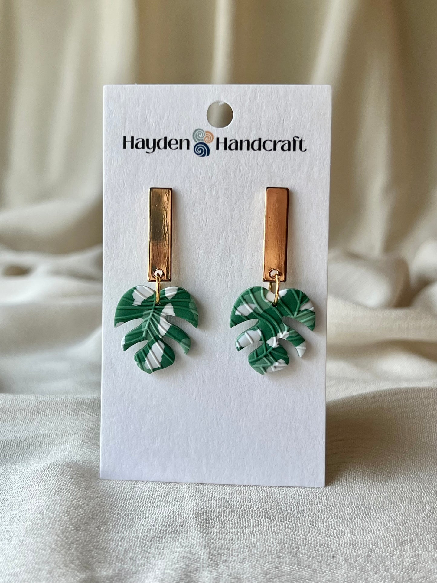 Variegated Monstera Earrings