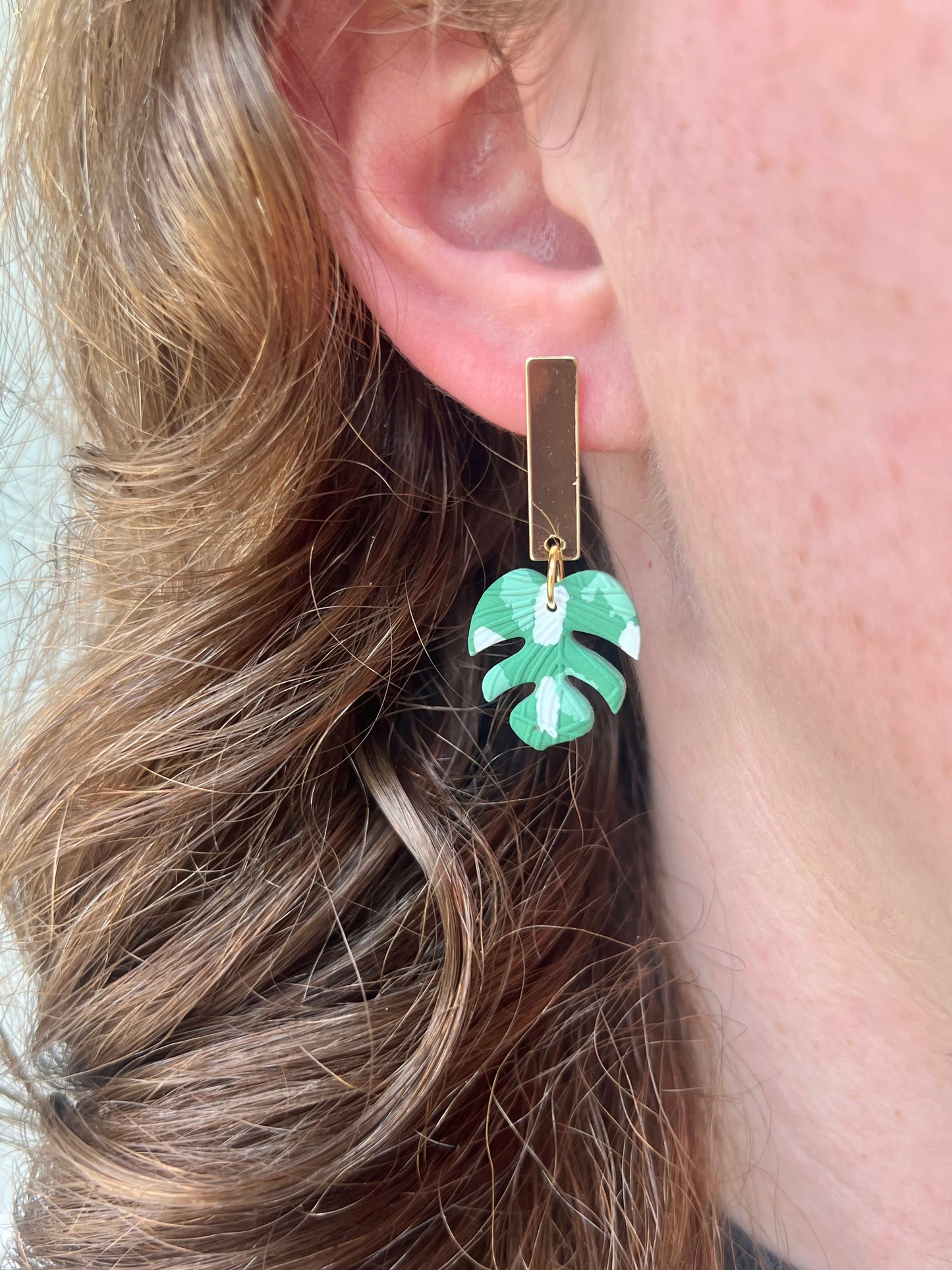 Variegated Monstera Earrings