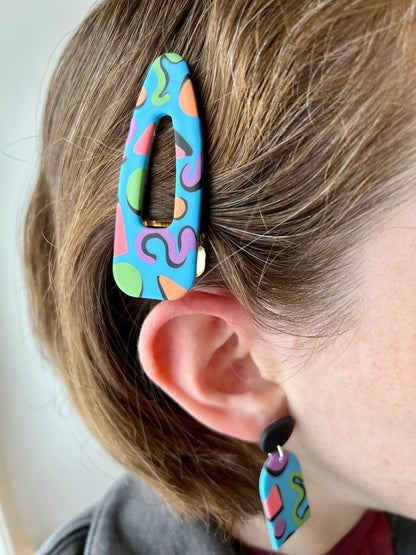 Retro Neon Shapes Hair Clip