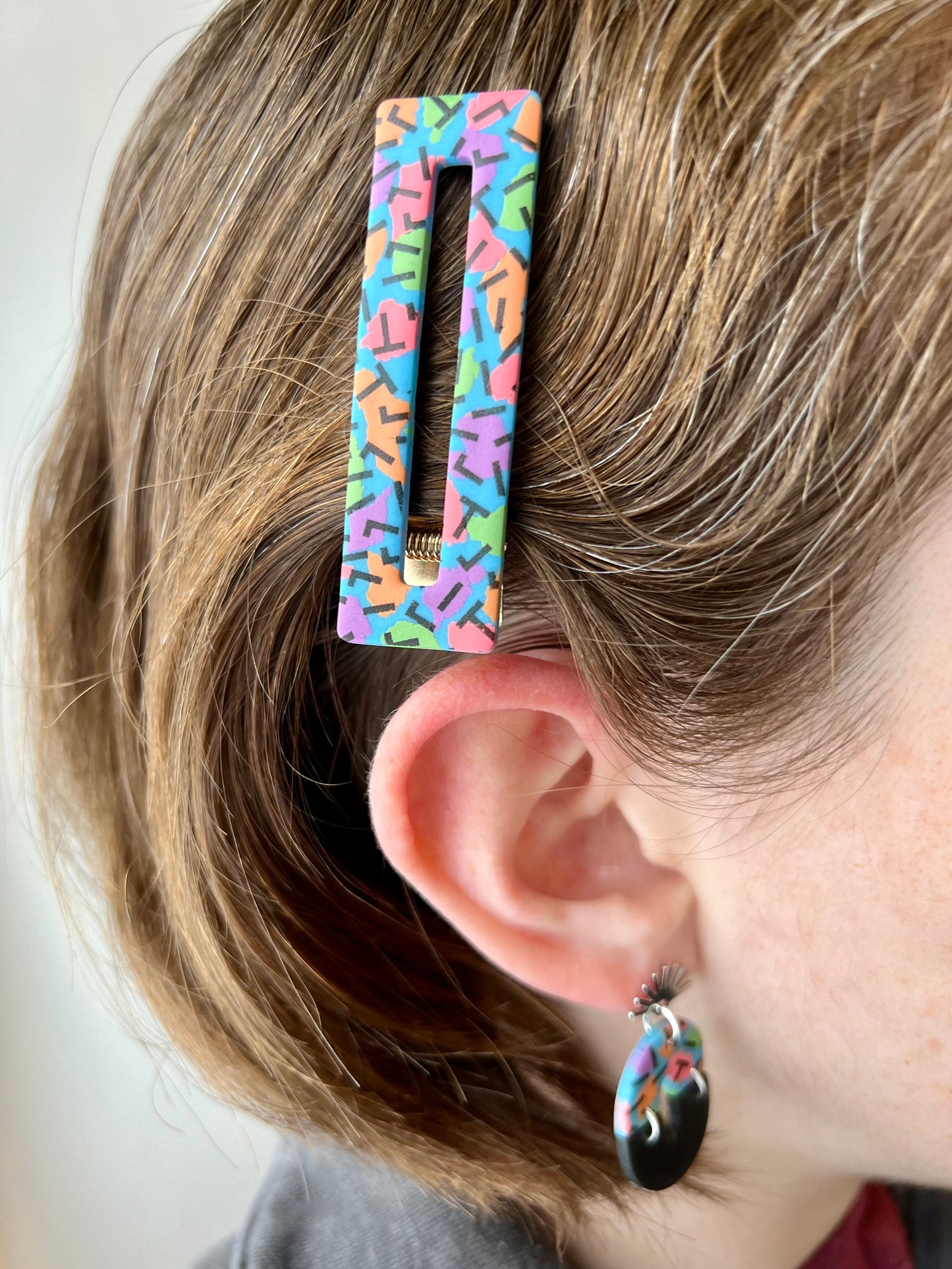 Retro Neon Sprinkles Hair Clip