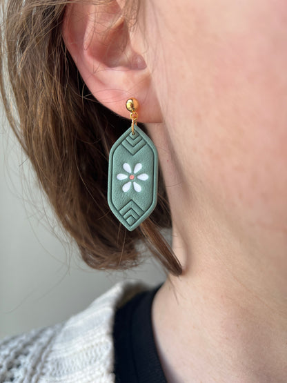 Seafoam Daisy Earrings