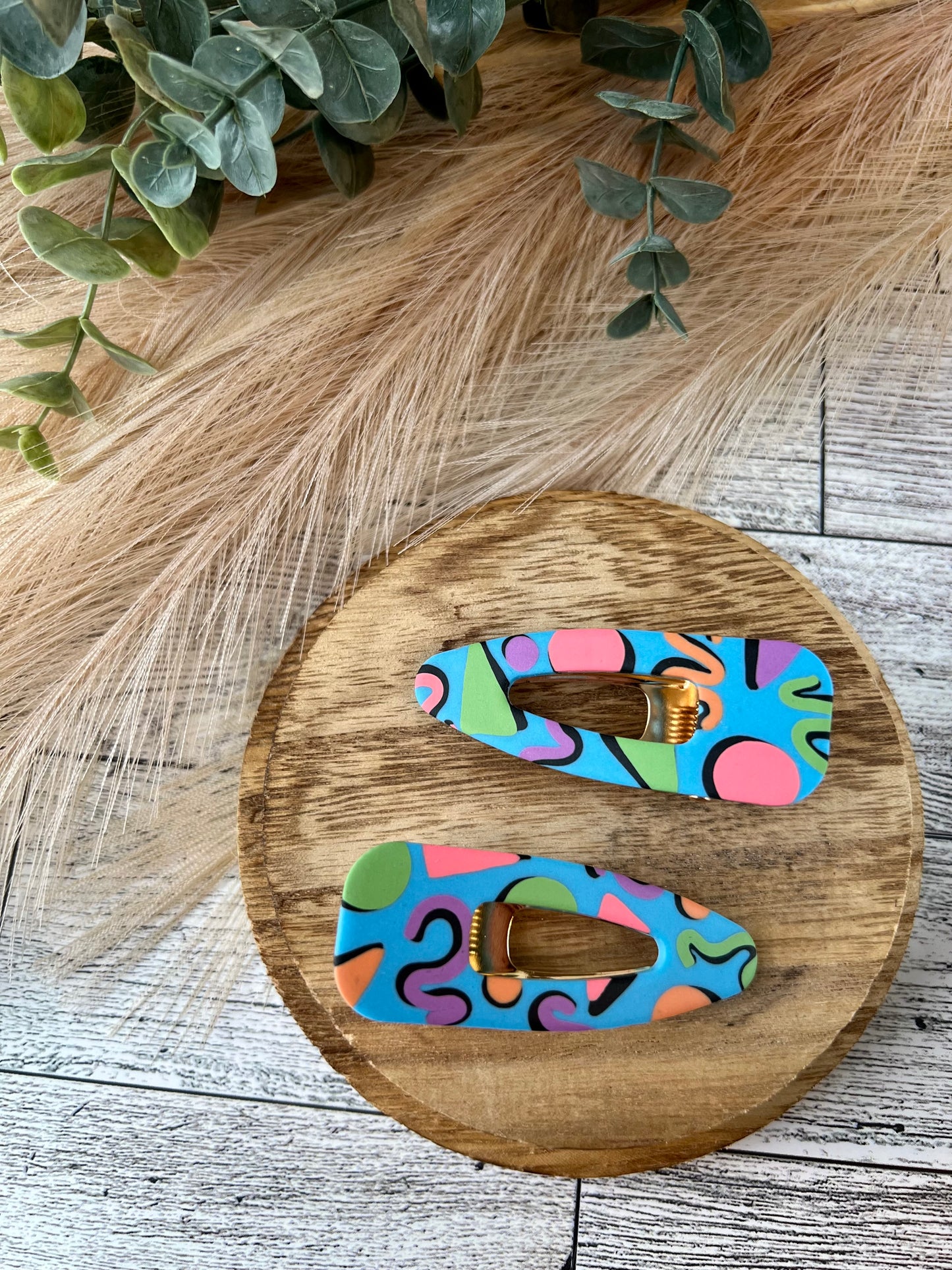 Retro Neon Shapes Hair Clip