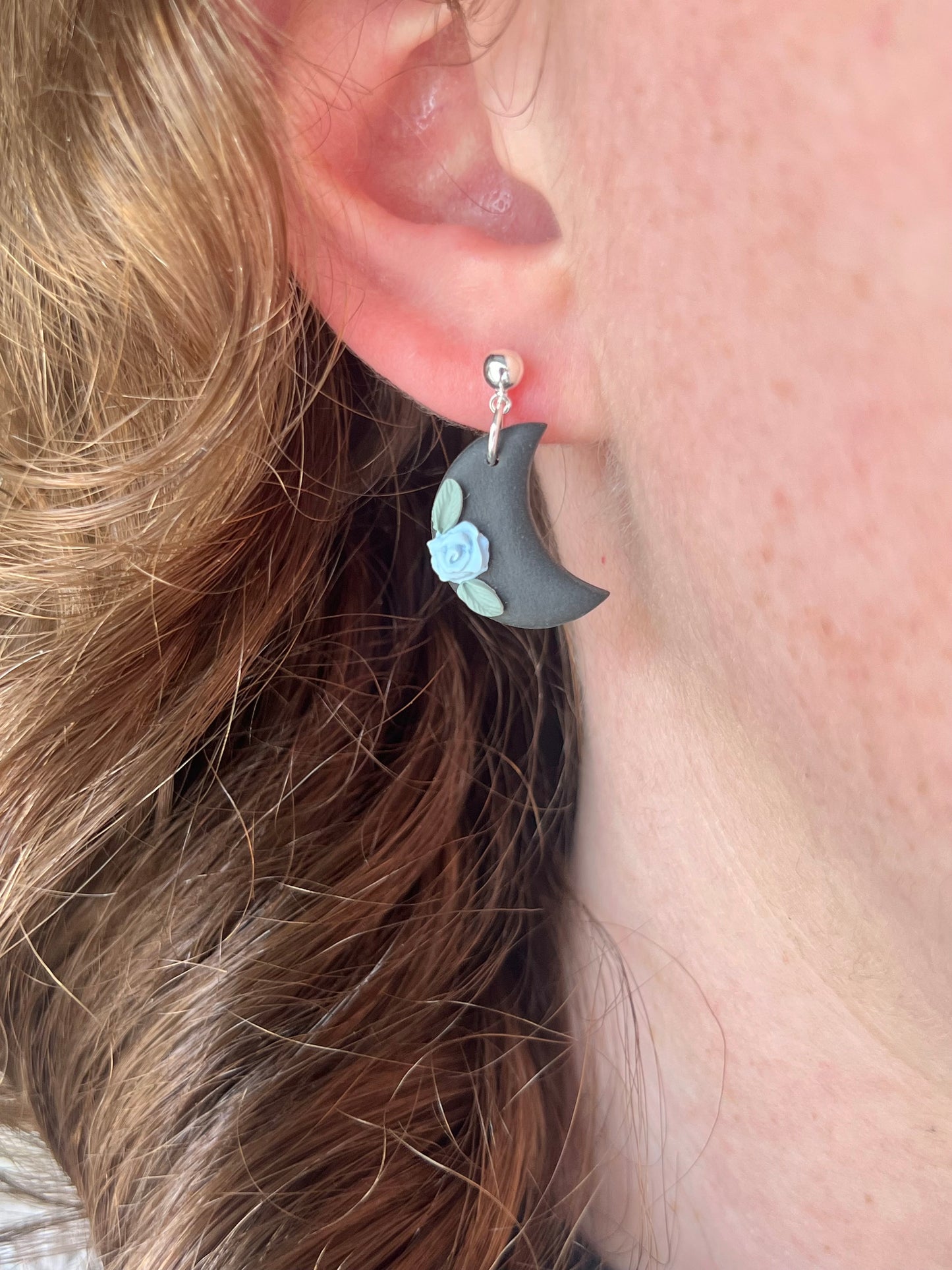 Floral Moon Earrings