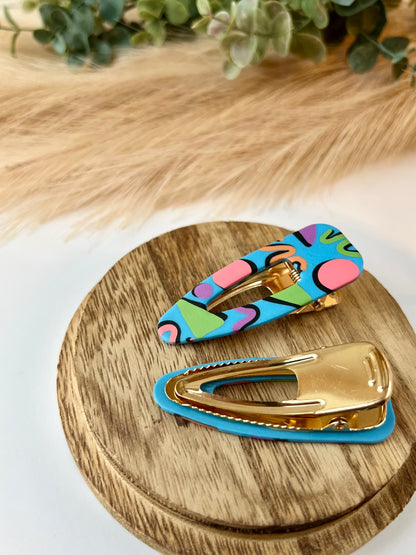 Retro Neon Shapes Hair Clip