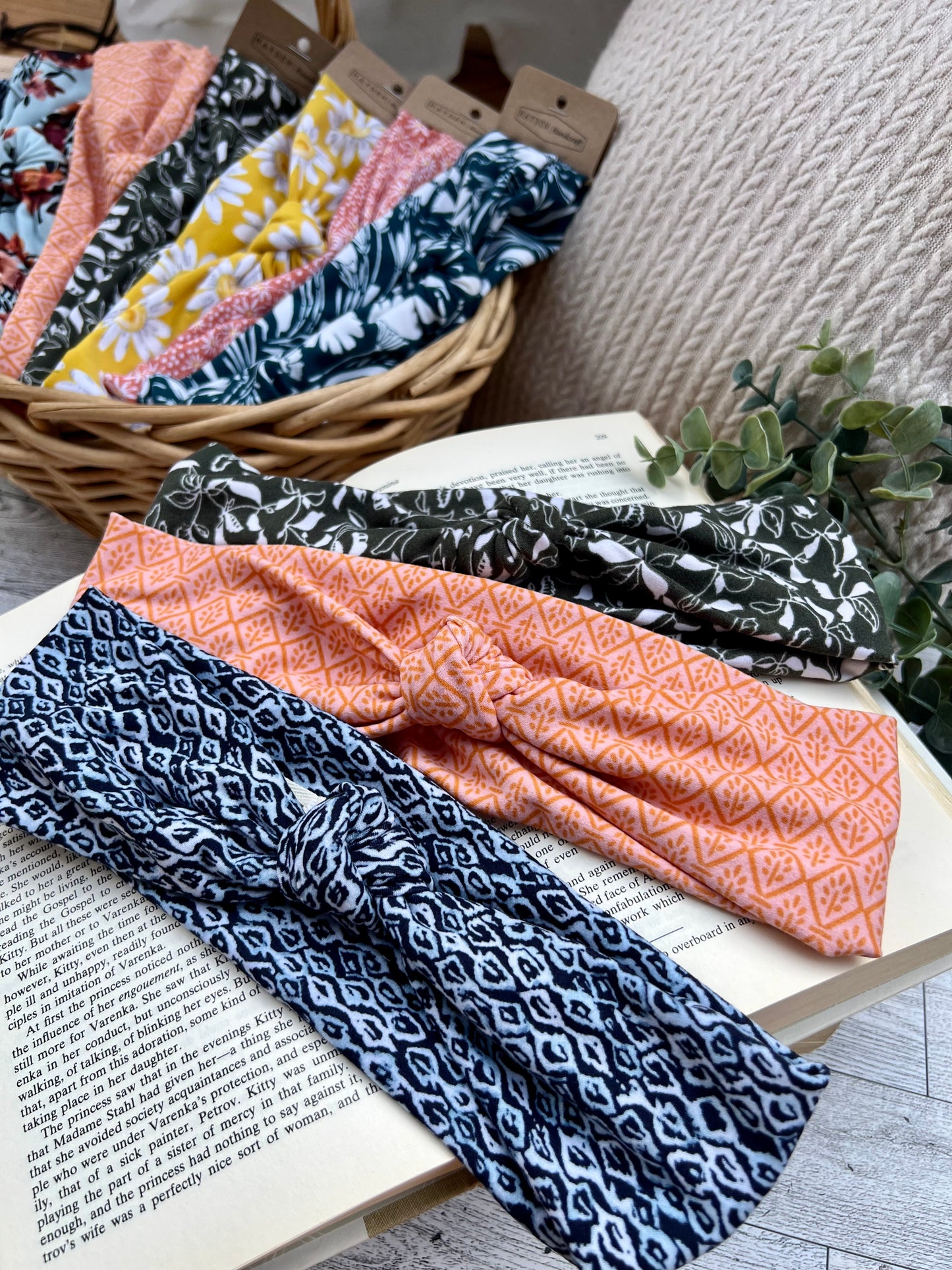 various headbands in floral and geometric prints