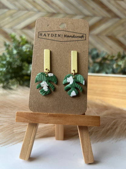 Variegated Monstera Earrings